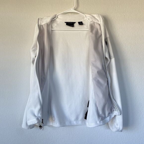 Marmot Womens White full zip fleece jacket pockets Thumb Holes Polartec Size Med - Picture 3 of 12